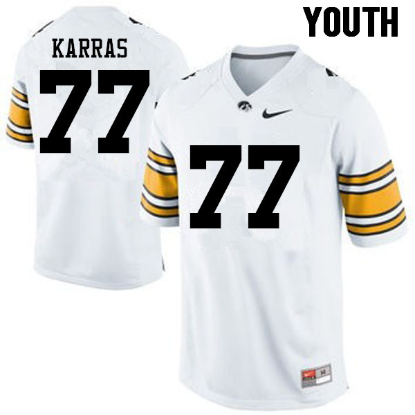 Youth Iowa Hawkeyes #77 Alex Karras College Football Jerseys-White
